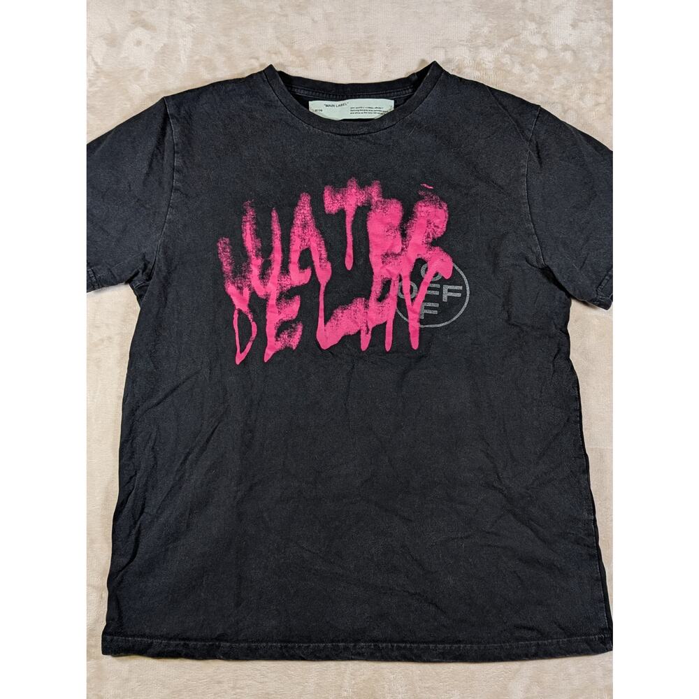 Off-White c/o Virgil Abloh Mens Large Black Water Delay Spray Paint Arrow Shirt